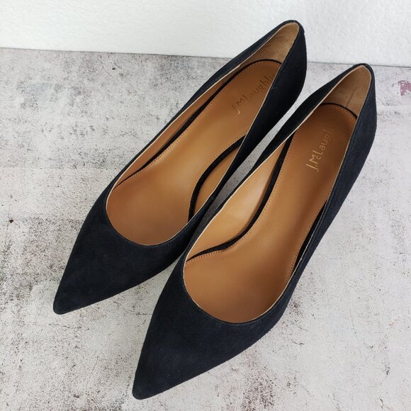 J McLaughlin Delia Suede Kitten Heel Pumps Black Shoes size 8.5 Evening Preppy - Picture 12 of 12